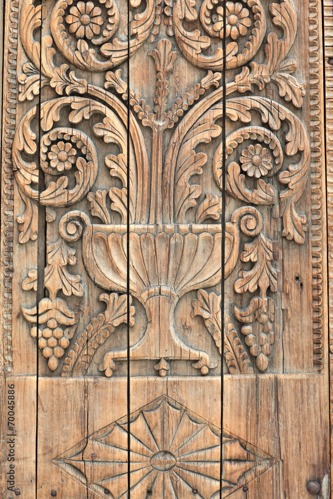 Fragment of a wooden door Fragment of a wooden door