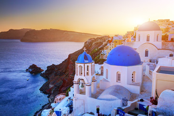 Wandcirkels Santorini Oia aan de Egeïsche Zee  © Photocreo Bednarek