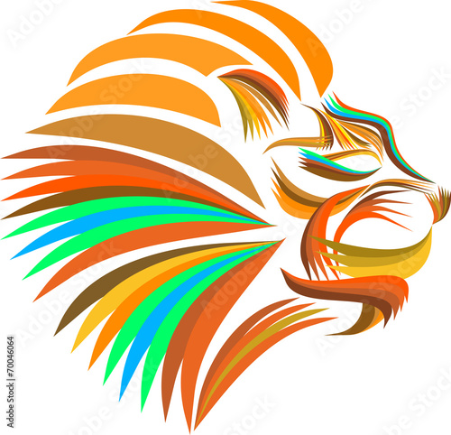 Multi-colored lion's head