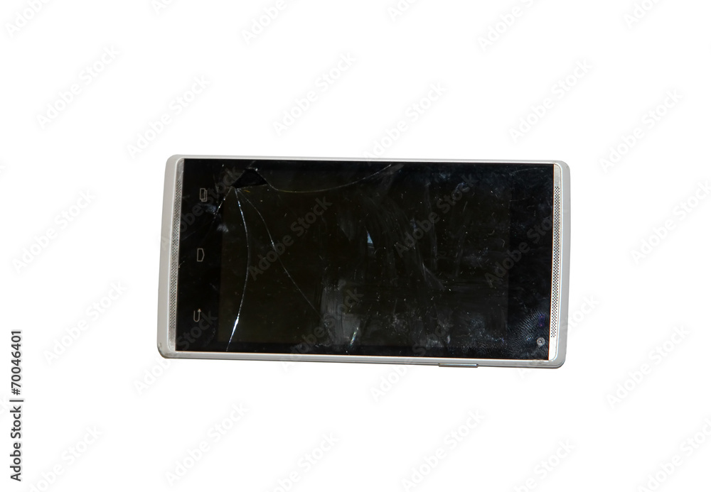 The mobile phone with cracked display The mobile phone with cracked display