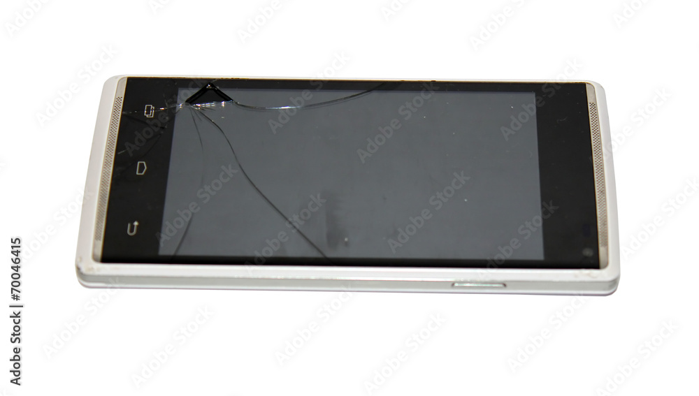 The mobile phone with cracked display The mobile phone with cracked display