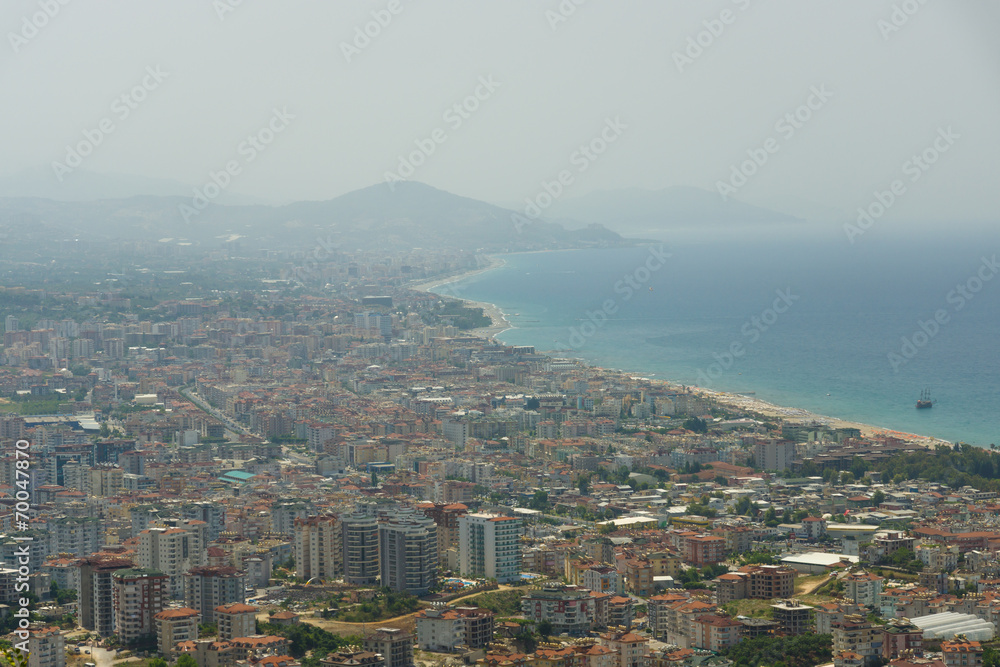 Alanya and the Mediterranean Sea from the bird's-eye view