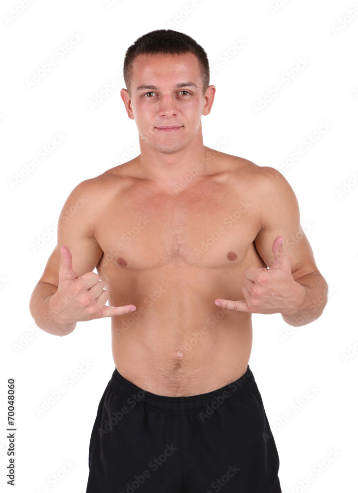 Handsome muscle young man isolated on white Handsome muscle young man isolated on white