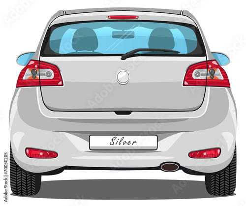 Vector Car - Back view - Silver - with visible interior