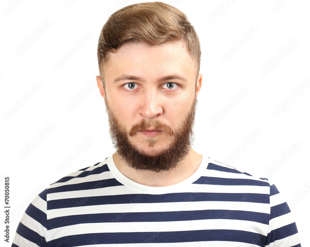 Portrait of handsome man with beard isolated on white Portrait of handsome man with beard isolated on white