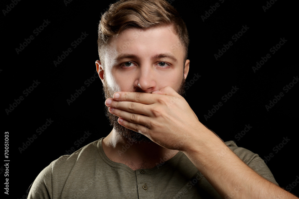 Portrait of handsome man with beard on black background Portrait of handsome man with beard on black background