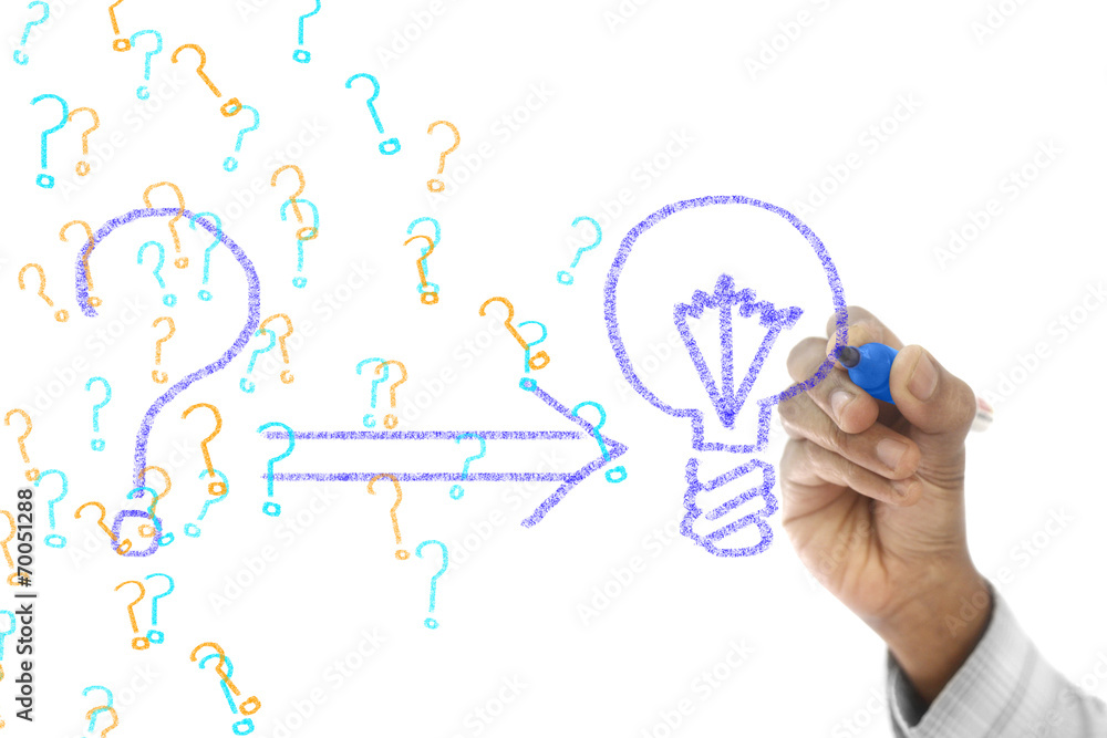 problem and solution concept drawn on transparent wipe board problem and solution concept drawn on transparent wipe board