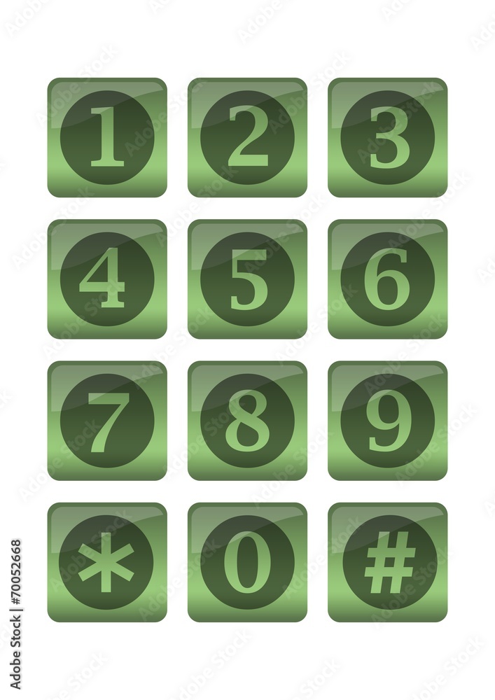 Phone buttons in green gradient design - obrazy, fototapety, plakaty 