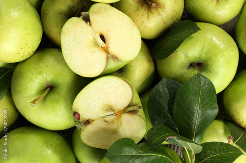 Juicy green apples, close-up