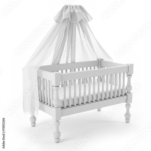 Fototapeta Naklejka Na Ścianę i Meble -  white baby crib with canopy
