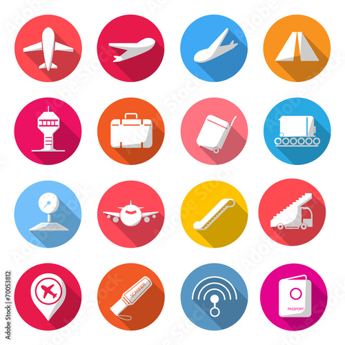 Airport Circle Color Icons