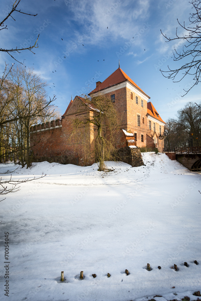 Fototapeta premium Gothic castle in Oporow, Poland