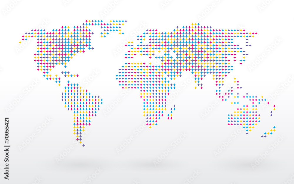 Fototapeta premium mapa świata złożona z kolorowych kształtów