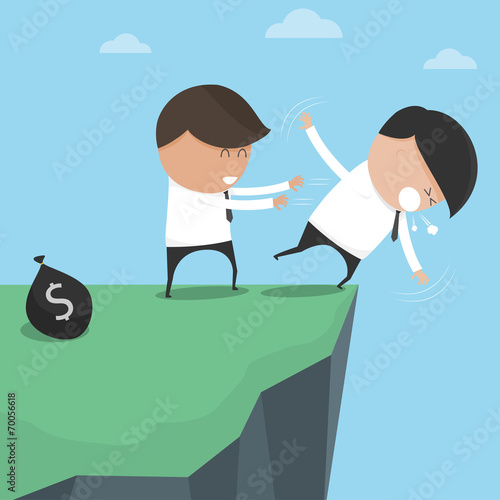 Businessman pushes his frie...