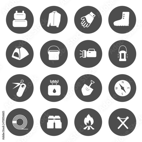 Camping Equipment Icons vector.