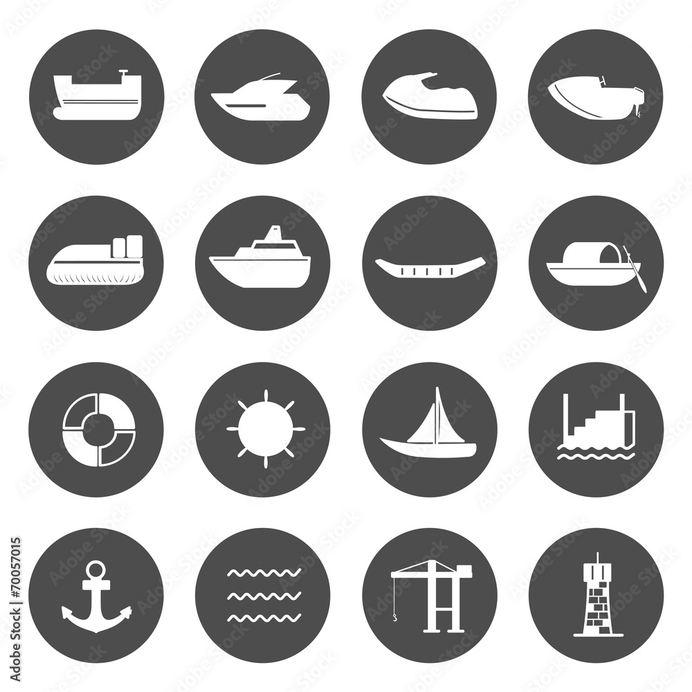 Water transport Circle Icons Water transport Circle Icons