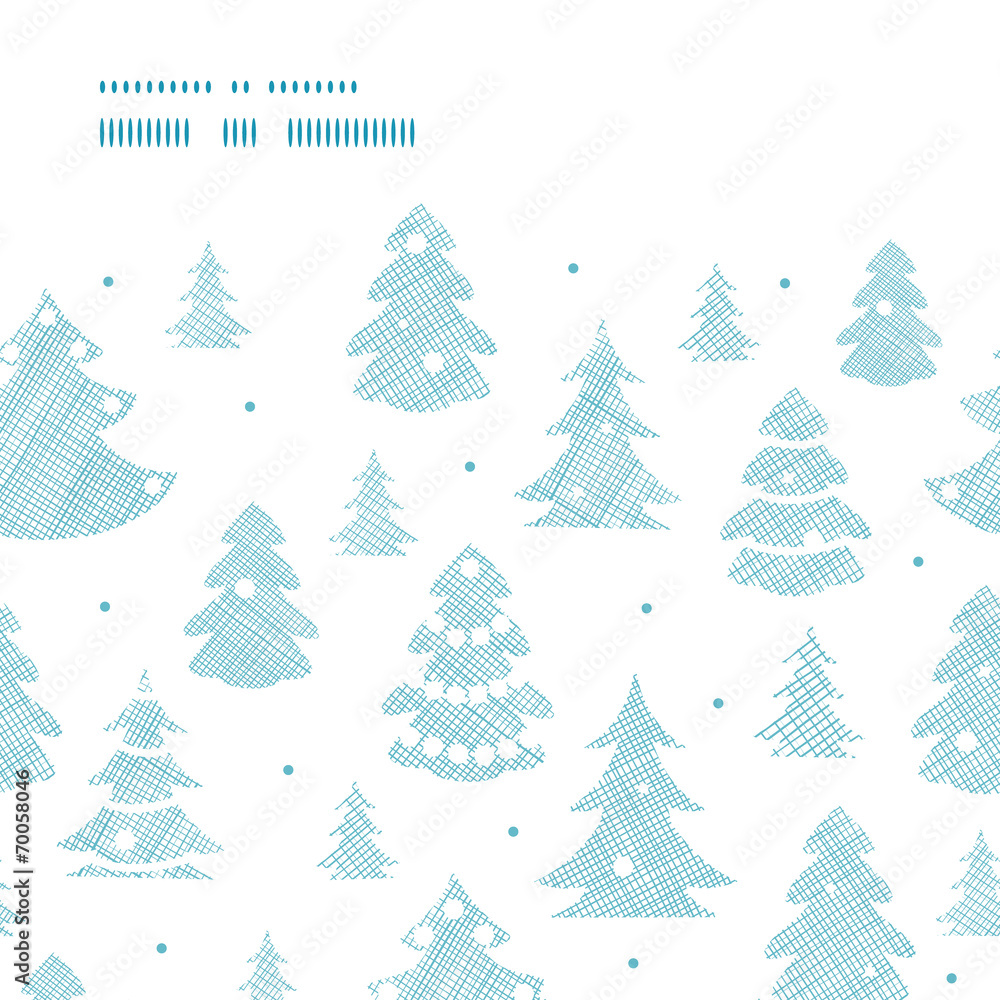 Blue decorated Christmas trees silhouettes textile horizontal