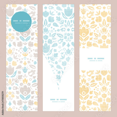 Fototapeta Naklejka Na Ścianę i Meble -  Abstract vintage ornamental tulips textile vertical banner set