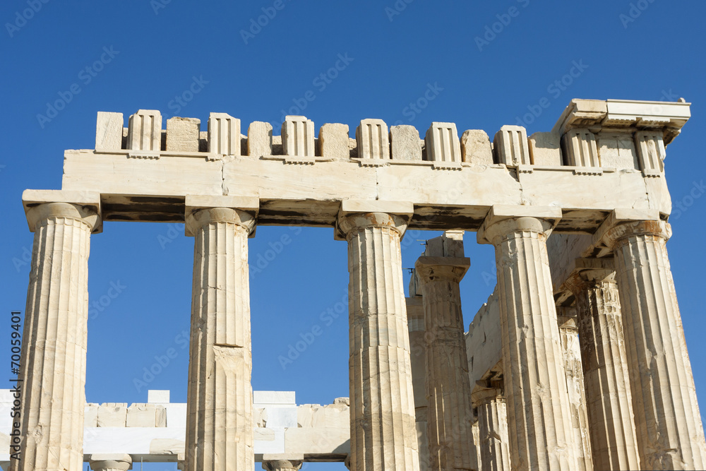 Columns of Parthenon temple in Greece