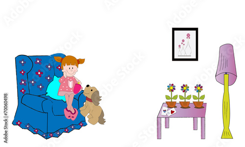 Niña comiendo un polo con su perro