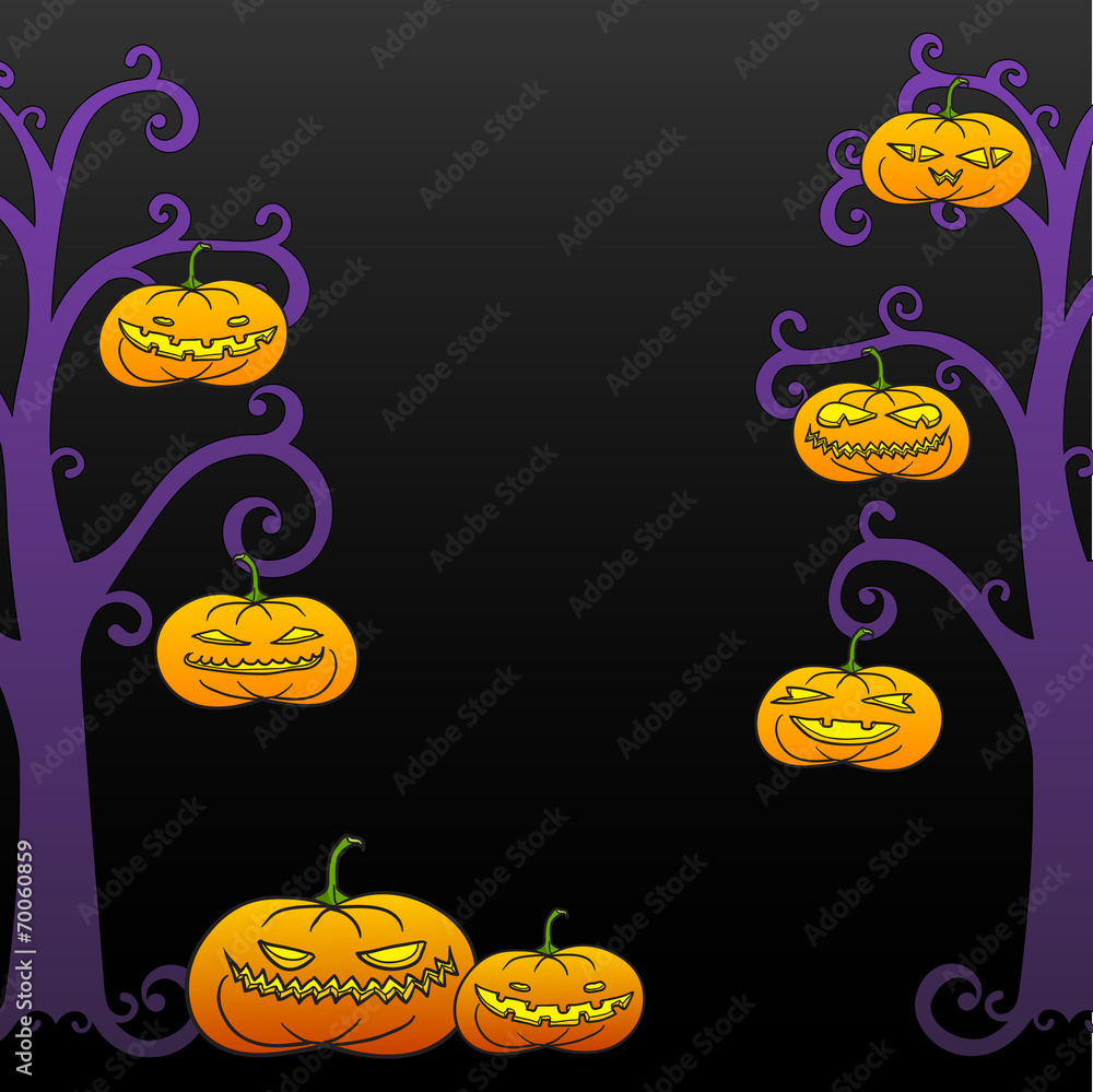 Black Halloween tree frame Stock Vector | Adobe Stock