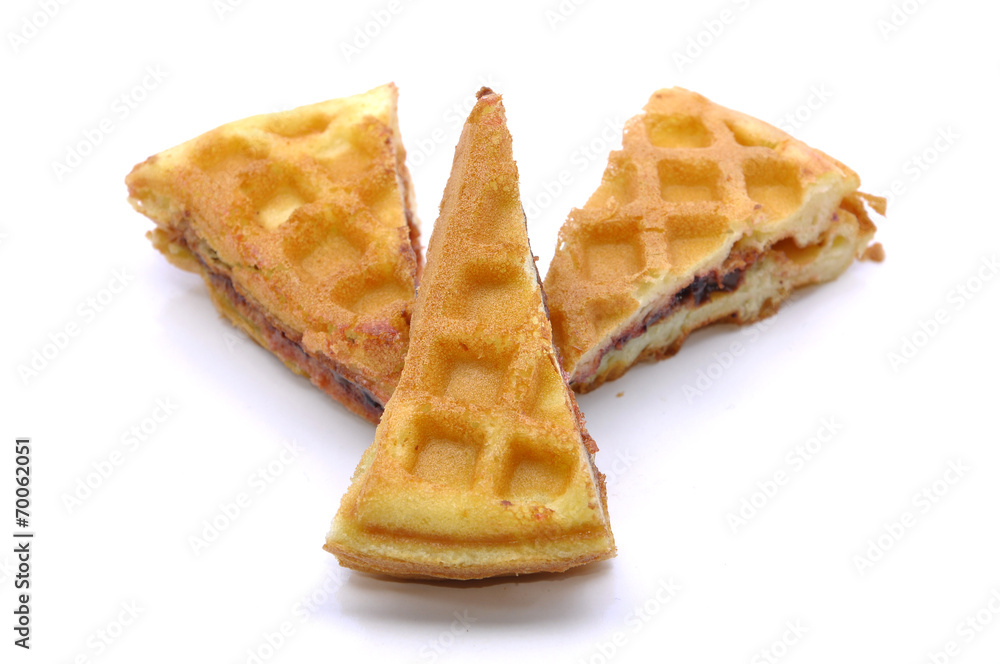 Waffle With Grape Flavor Over White Background