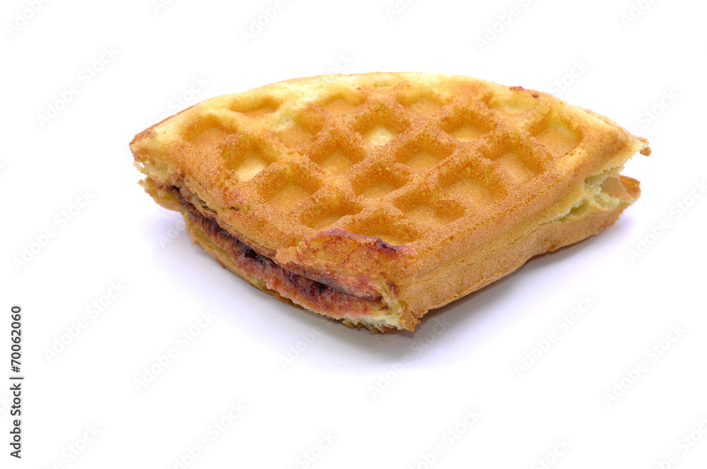 Waffle With Grape Flavor Over White Background Waffle With Grape Flavor Over White Background