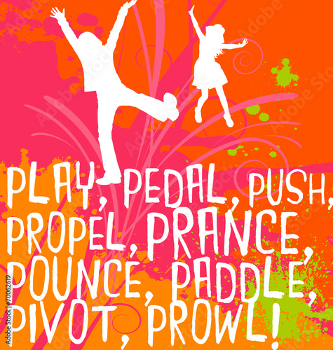 active kids design with action words