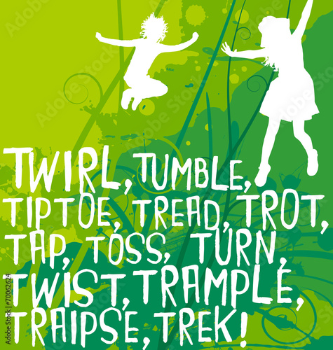 active kids design with action words
