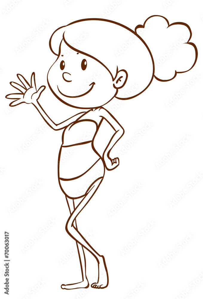 A simple sketch of a woman going to the beach A simple sketch of a woman going to the beach