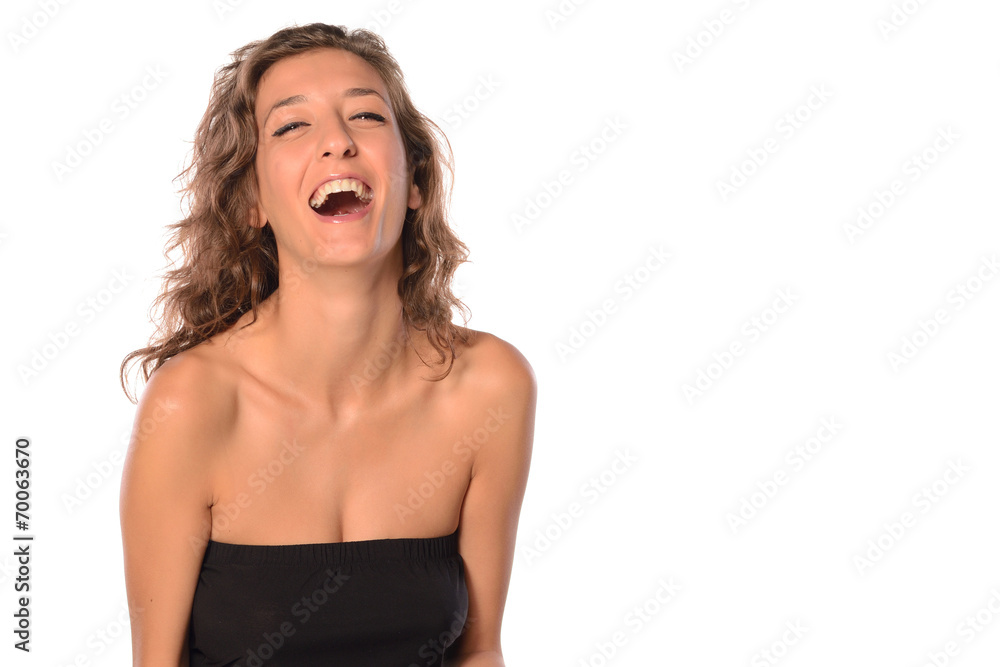 Attractive young woman smiling on white isolated background Attractive young woman smiling on white isolated background