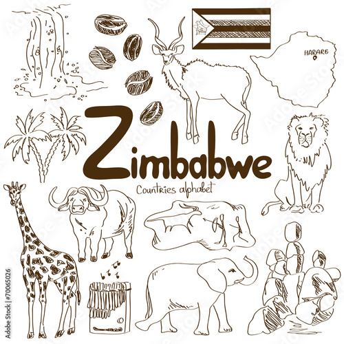 Collection of Zimbabwe icons © Annykos