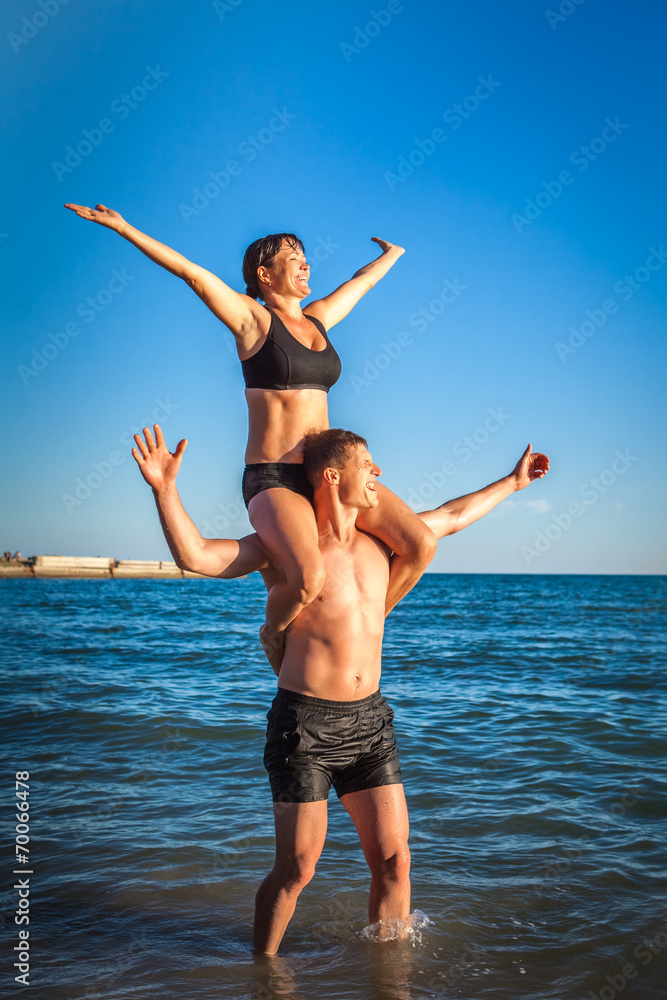 Obraz premium picture of happy coupleon in the beach