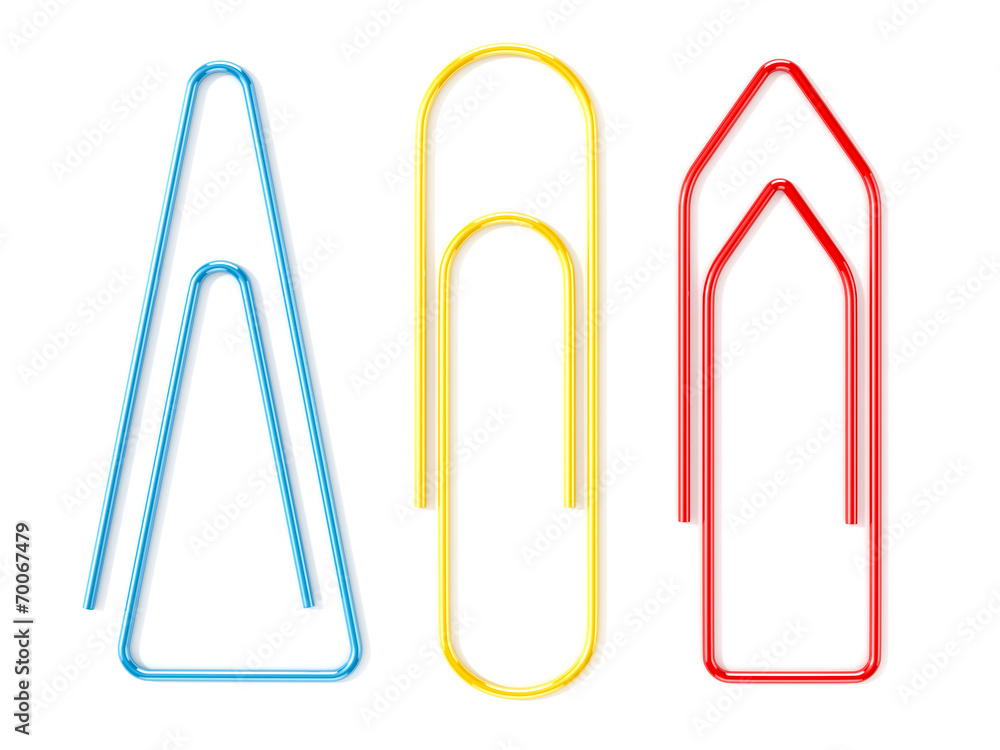 paper clips isolated on white. 3d illustration paper clips isolated on white. 3d illustration