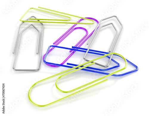 paper clips isolated on white. 3d illustration