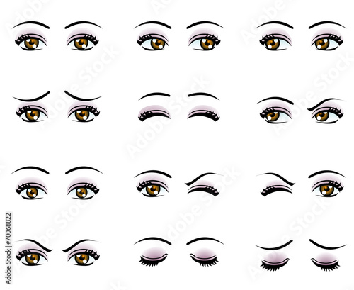 Vector female eyes in different emotion