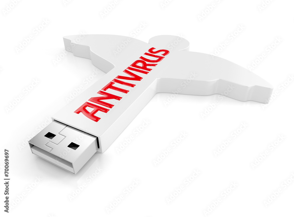 red antivirus usb flash drive in angel shape concept red antivirus usb flash drive in angel shape concept