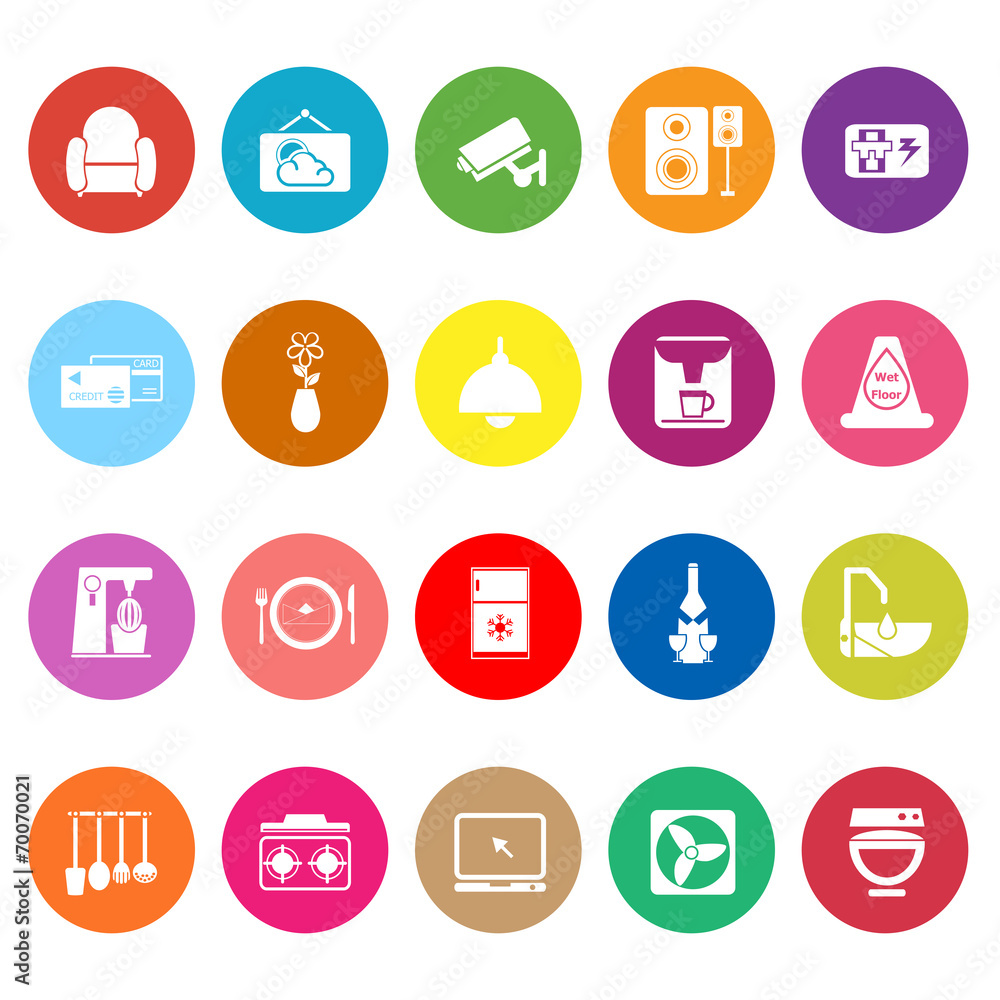 Cafe and restaurant flat icons on white background Cafe and restaurant flat icons on white background