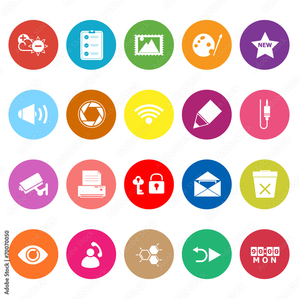 General computer screen flat icons on white background General computer screen flat icons on white background