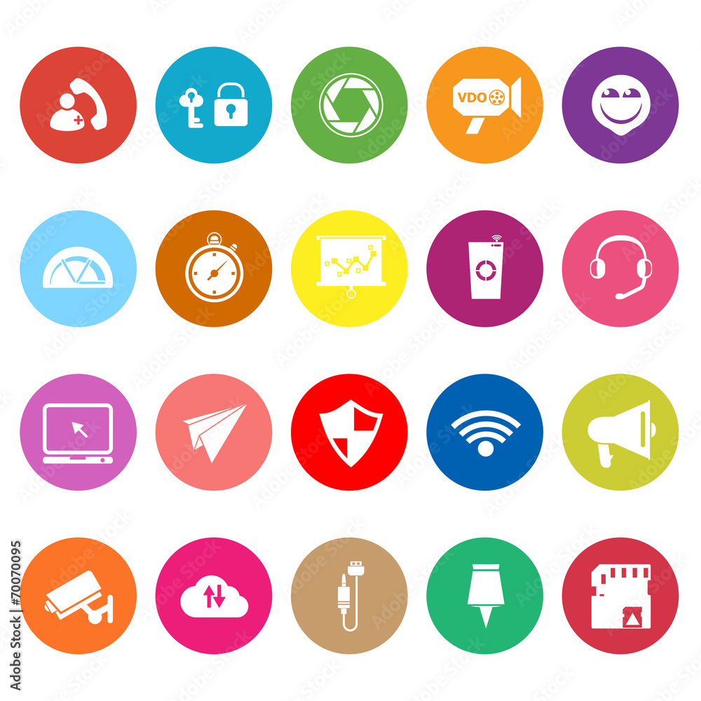 Smart phone screen flat icons on white background Smart phone screen flat icons on white background