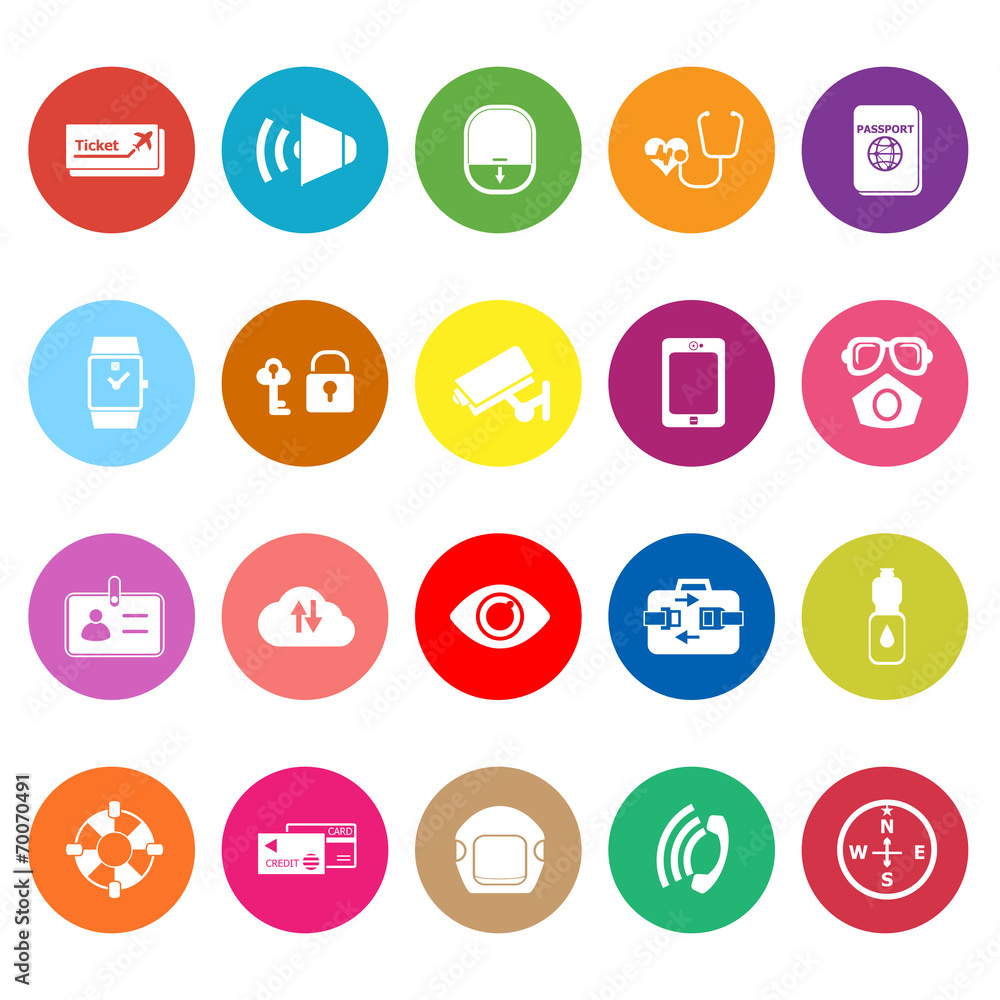 Passenger security flat icons on white background Passenger security flat icons on white background