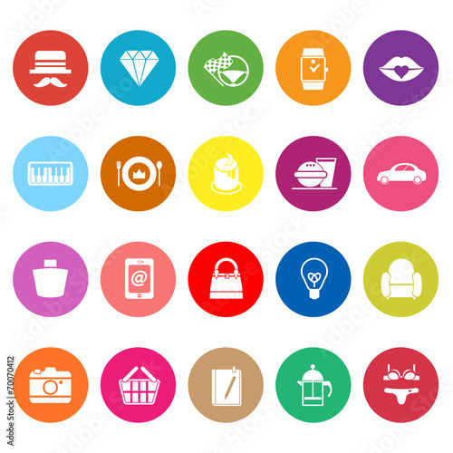 Department store item category flat icons on white background