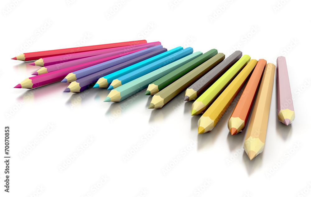 multicolor pencils isolated on white. 3d concept multicolor pencils isolated on white. 3d concept