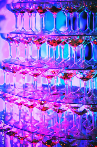 Pyramid of pink champagne