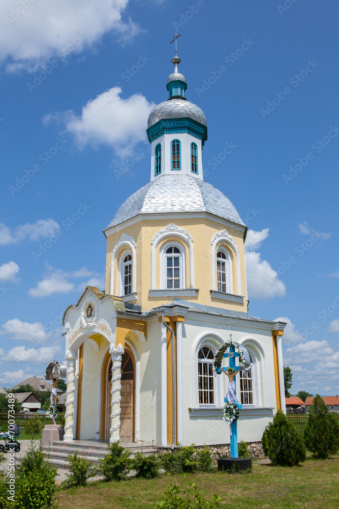 orthodox church against the blue sky