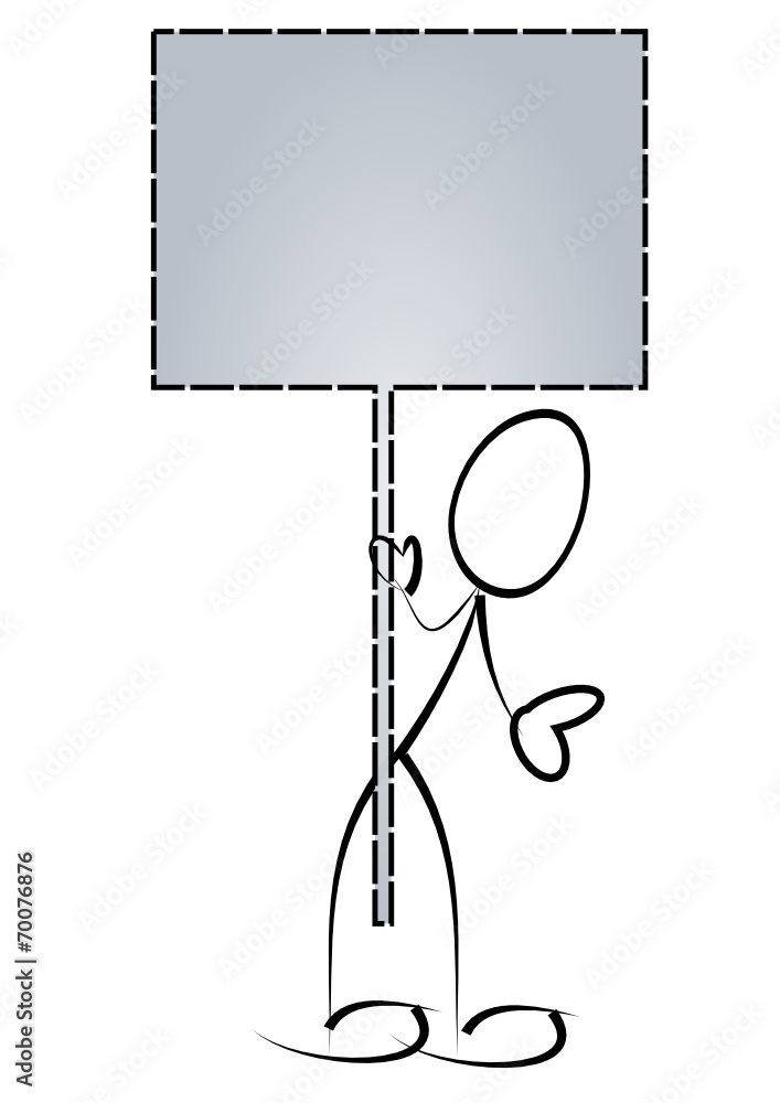 Mann, Werbung, Schild, Demo, Strichmännchen Mann, Werbung, Schild, Demo, Strichmännchen