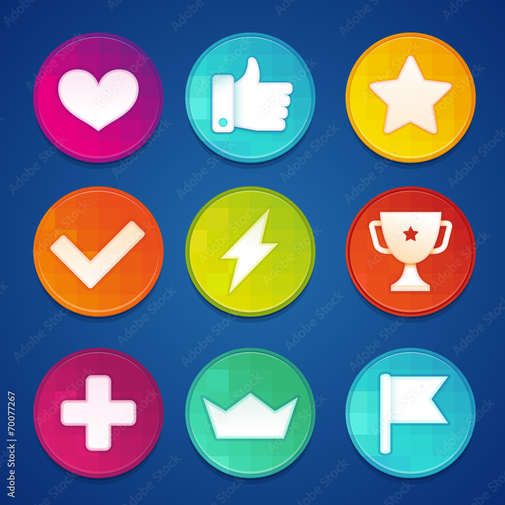 Vector gamification badges and coins Vector gamification badges and coins