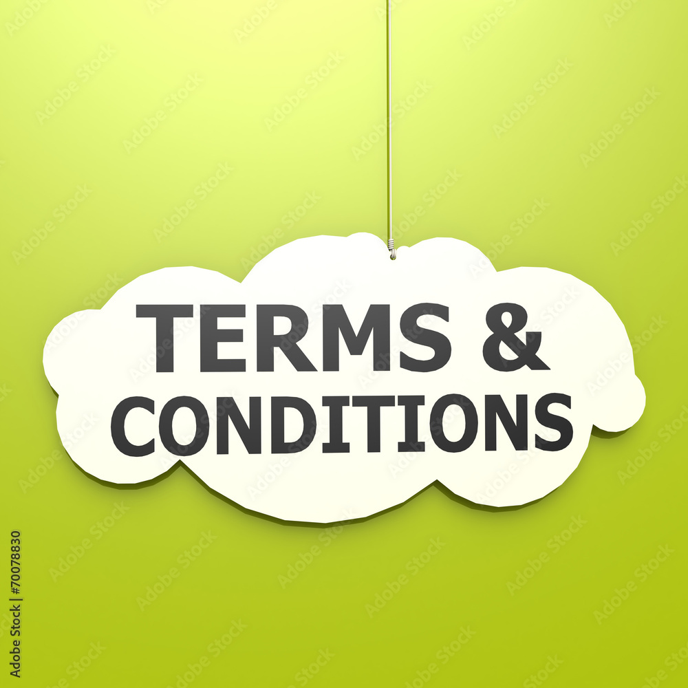 Terms and conditions word in green background Terms and conditions word in green background