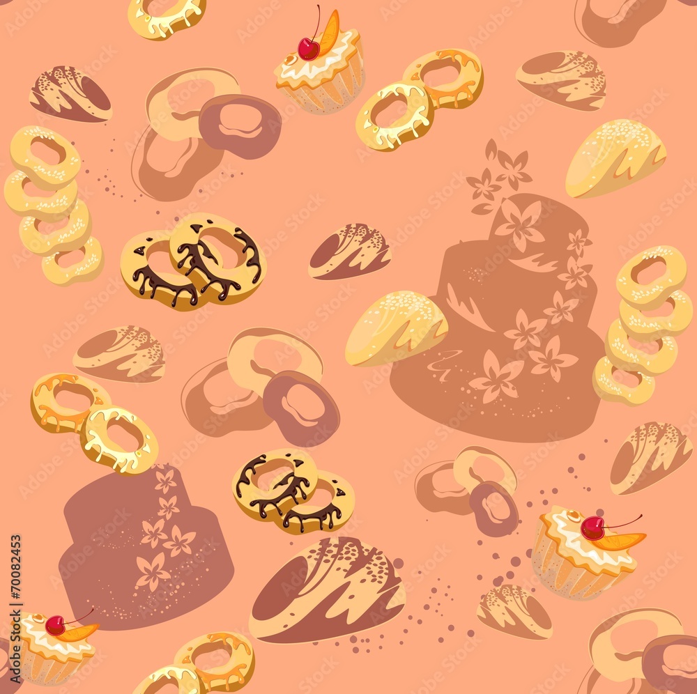Obraz premium Seamless design with pastries