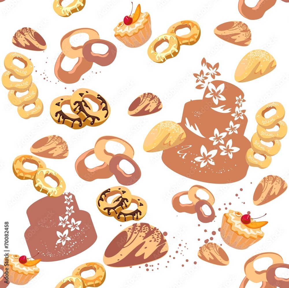 Seamless design with pastries Seamless design with pastries